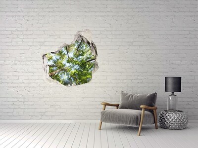 Hole wall sticker View of the forest with blue sky