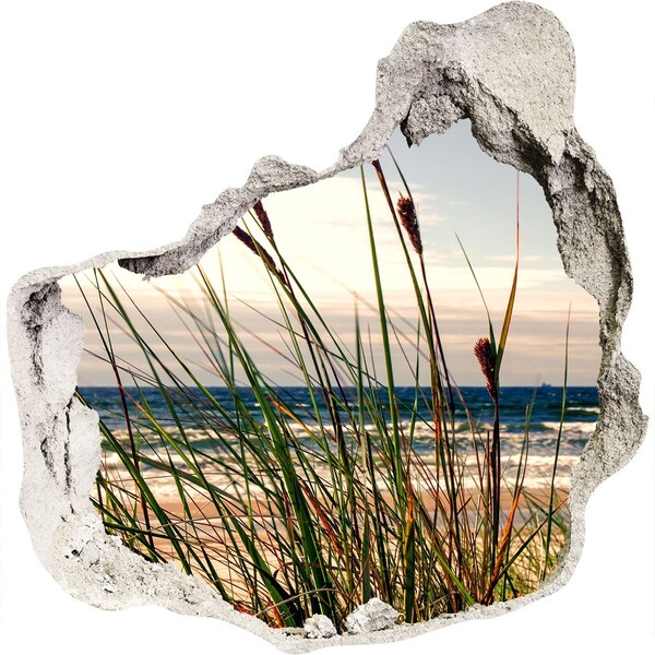 Hole in the wall decal View of the sea through a hole in the wall