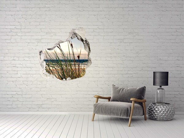 Hole in the wall decal View of the sea through a hole in the wall