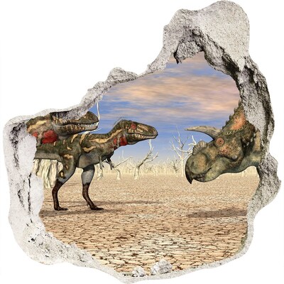 Hole wall sticker Dinosaurs in the prehistoric world