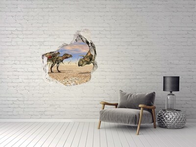 Hole wall sticker Dinosaurs in the prehistoric world