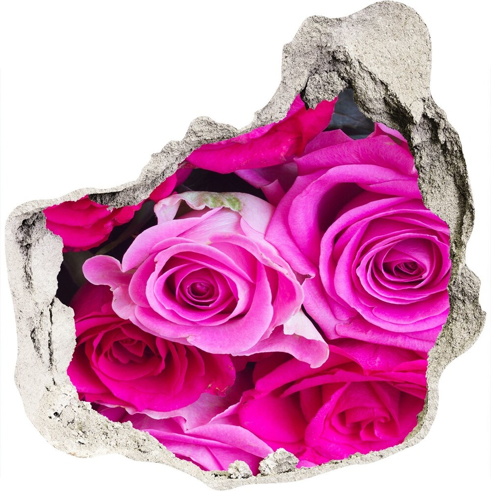 Hole in the wall decal A bouquet of pink roses