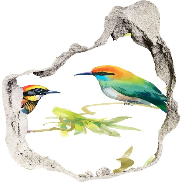 Hole in the wall sticker Birds in a tropical paradise
