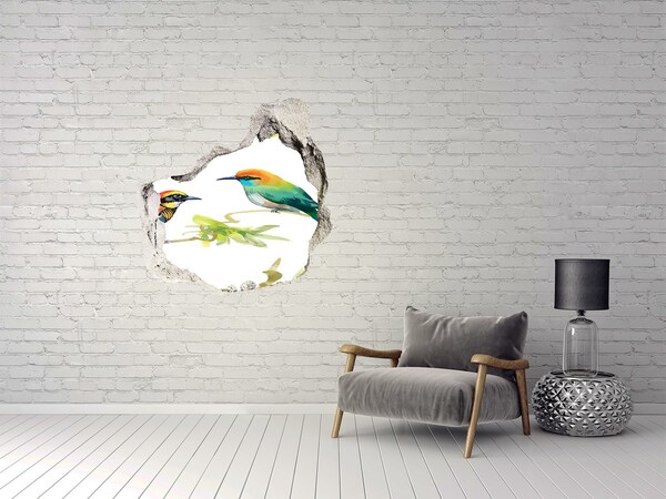 Hole in the wall sticker Exotic birds