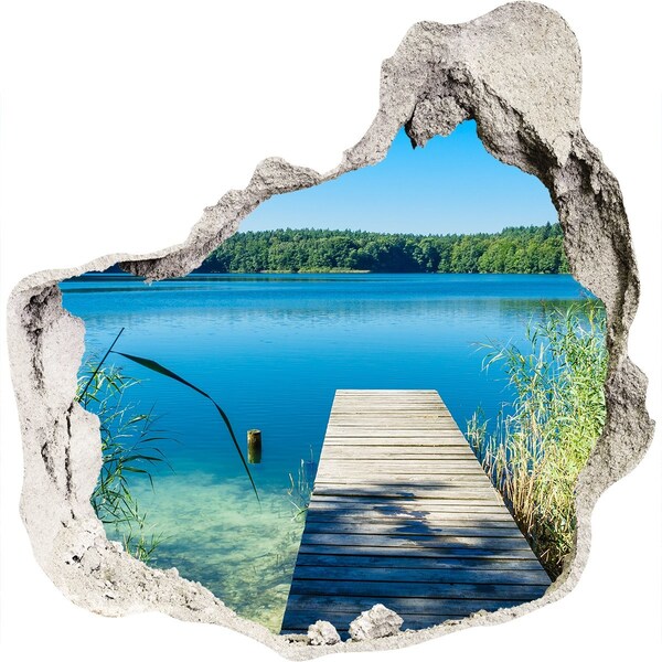 Hole in the wall decal A bay with a wooden pier