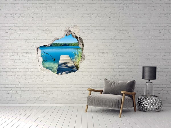 Hole in the wall decal A bay with a wooden pier