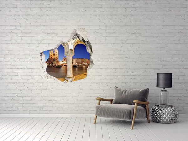 Hole in the wall sticker Krakow's Main Market Square at Night