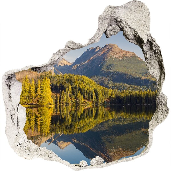 Hole in the wall sticker Mountain landscape with a lake