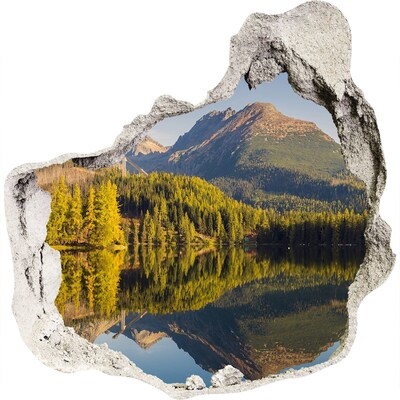 Hole in the wall sticker Mountain landscape with a lake