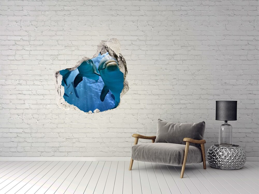 Hole in the wall decal Three dolphins