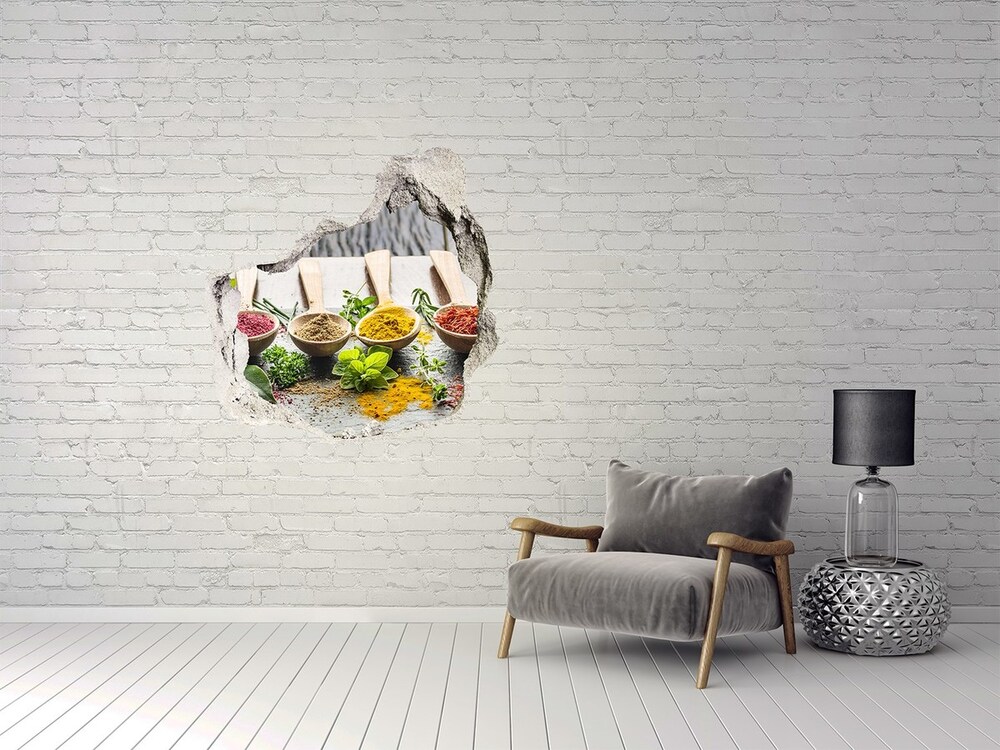 3D wall hole wallpaper Colorful spices