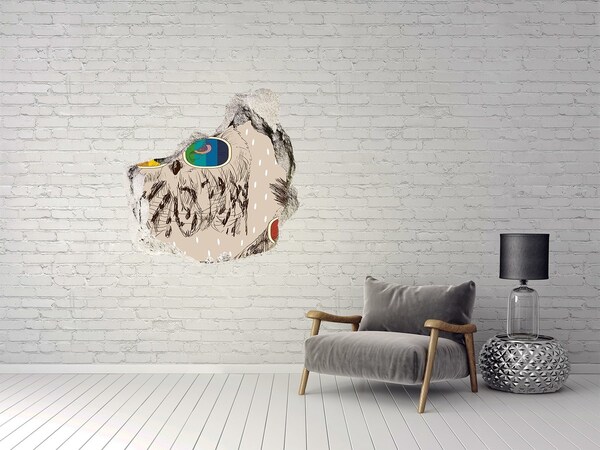 3D wall hole wallpaper Owl's Eye in a Hole in the Wall