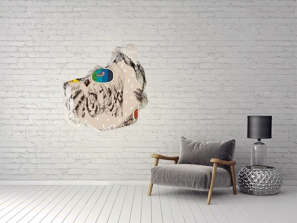 3D wall hole wallpaper Owls with glasses