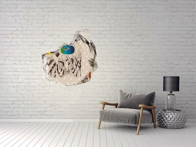 3D wall hole wallpaper Owl's Eye in a Hole in the Wall