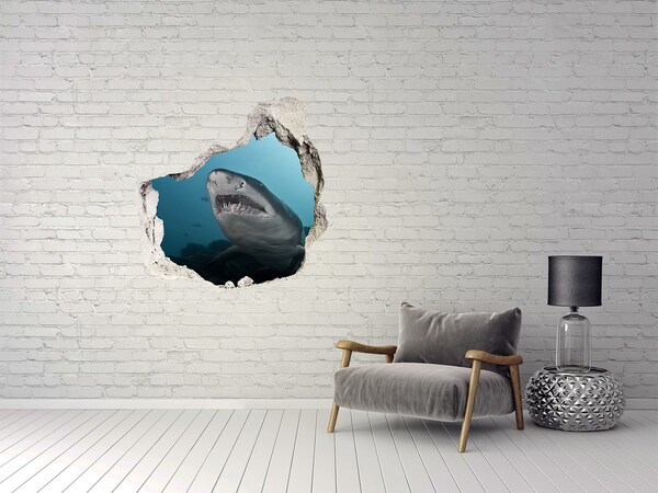 Hole wall sticker Shark in the underwater world