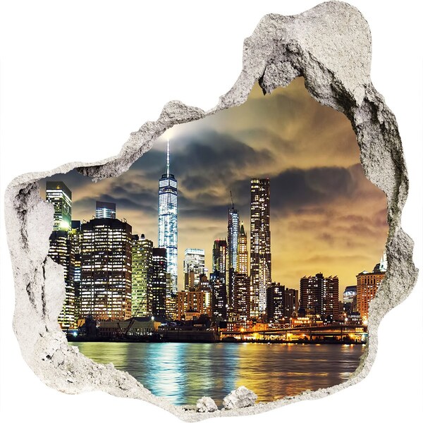 Hole in the wall sticker New York skyline at night
