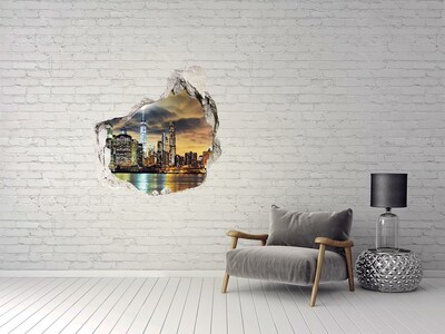 Hole in the wall sticker New York skyline at night