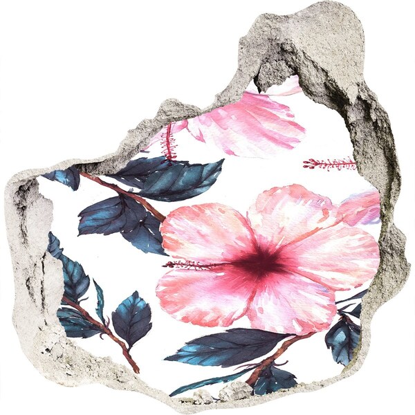 Hole in the wall sticker Hibiscus flowers