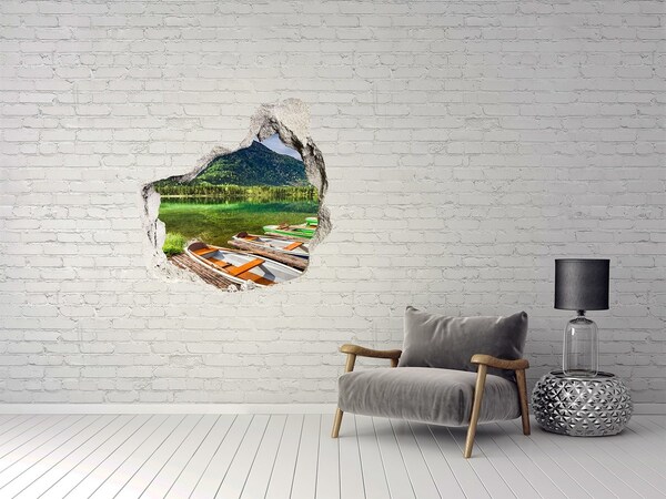 Hole in the wall decal Bay with boats