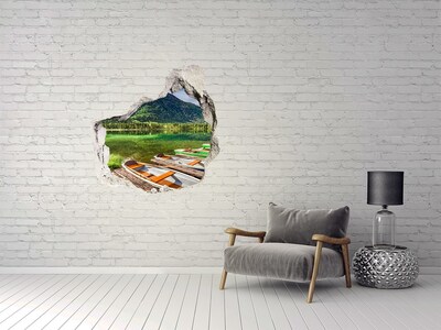 Hole in the wall decal Boats on the lake