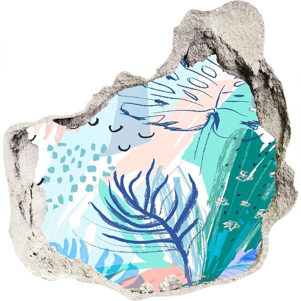 3D wall hole Tropical paradise behind the wall