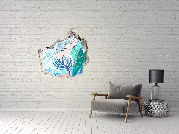 3D wall hole Tropical paradise behind the wall