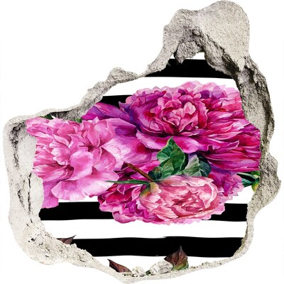 Hole wall sticker Pink peonies