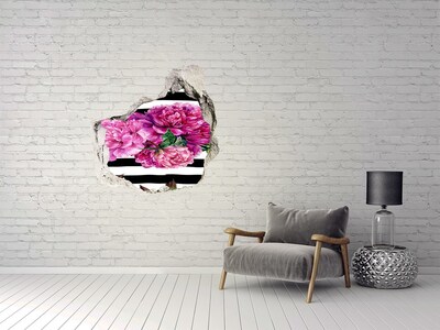 Hole wall sticker Pink peonies