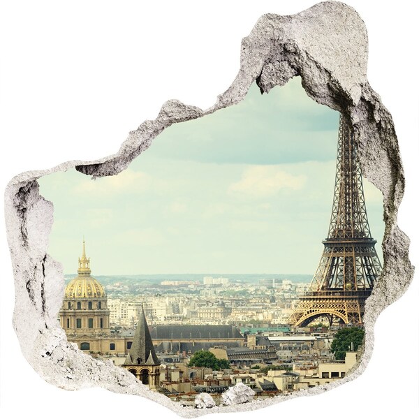 Hole wall sticker View of Paris with the Eiffel Tower
