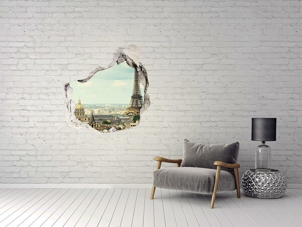 Hole wall sticker View of Paris with the Eiffel Tower