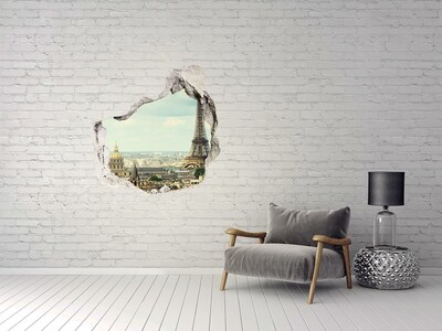 Hole wall sticker View of Paris with the Eiffel Tower