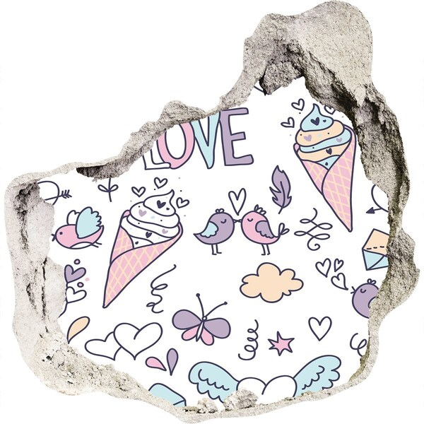 Hole wall sticker Sweet dreams in pastel colors