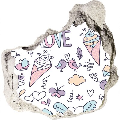 Hole wall sticker Sweet dreams in pastel colors