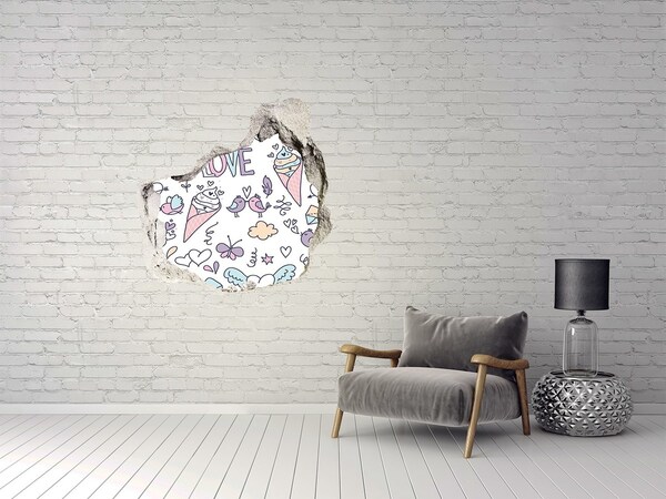 Hole wall sticker Sweet dreams in pastel colors