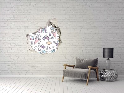 Hole wall sticker Sweet dreams in pastel colors