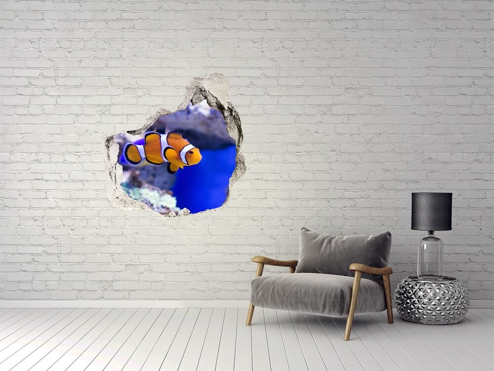 Hole wall sticker Coral reef clowns