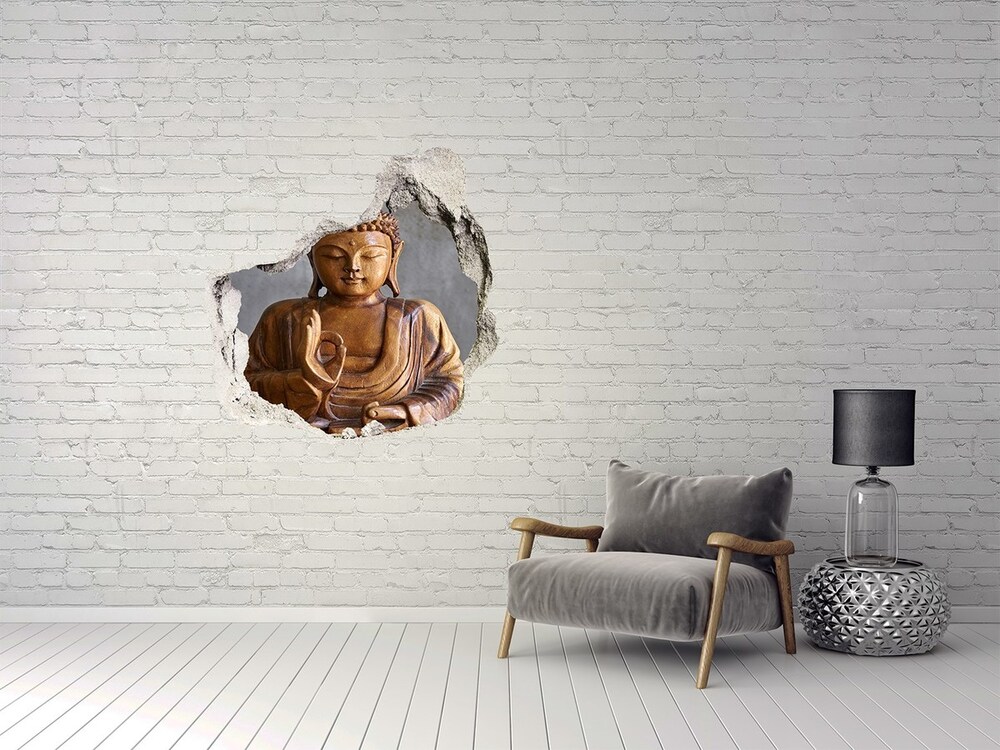 3D wall hole Wooden Buddha