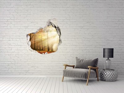 Hole wall sticker Golden forest in the sun's rays
