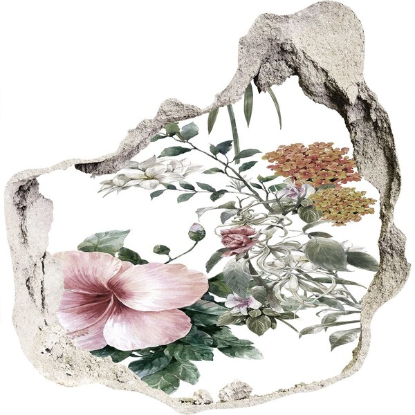 Hole in the wall sticker Flower garden through a hole in the wall