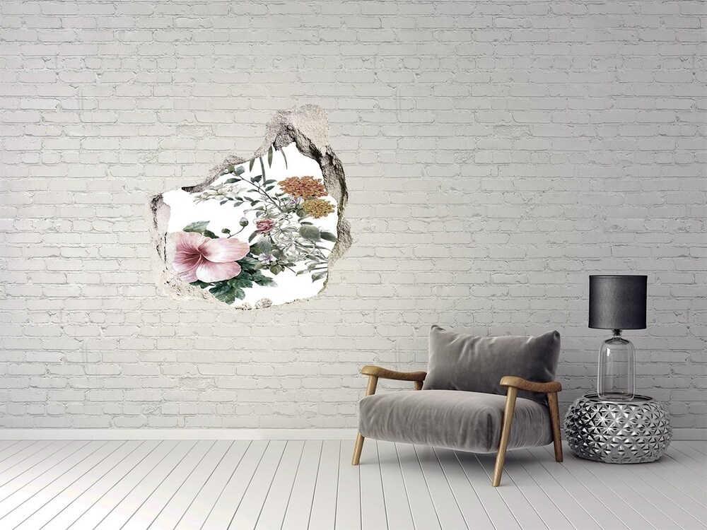 Hole in the wall sticker Floral pattern