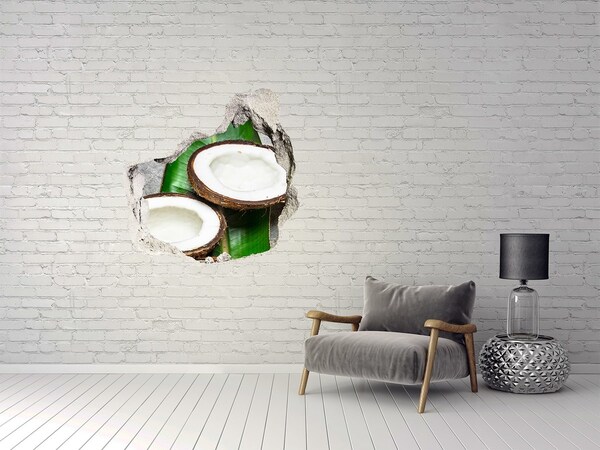 3D wall hole wallpaper Coconut halves