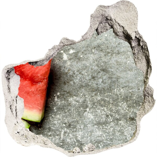 Hole wall sticker A slice of watermelon in concrete