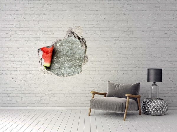 Hole wall sticker A slice of watermelon in concrete