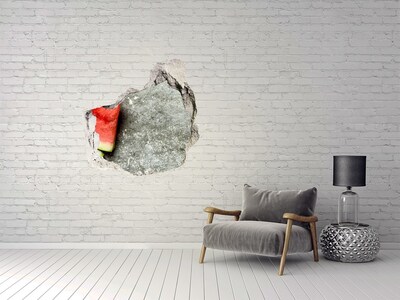 Hole wall sticker A slice of watermelon in concrete