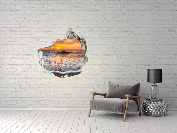 Hole in the wall decal Sunset over the sea