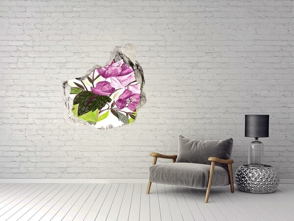 Hole wall sticker Flower garden behind the wall