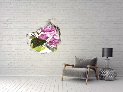 Hole wall sticker Flower garden behind the wall
