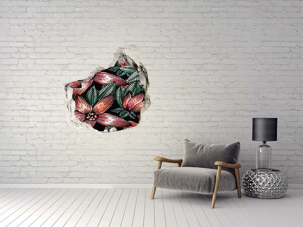 Hole in the wall decal Floral pattern