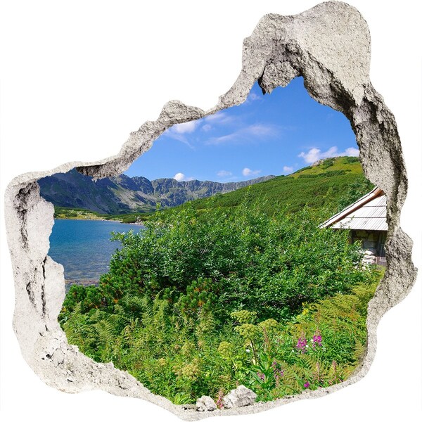 Hole in the wall sticker Mountain landscape with a lake