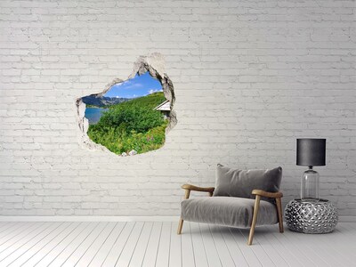Hole in the wall sticker Mountain landscape with a lake